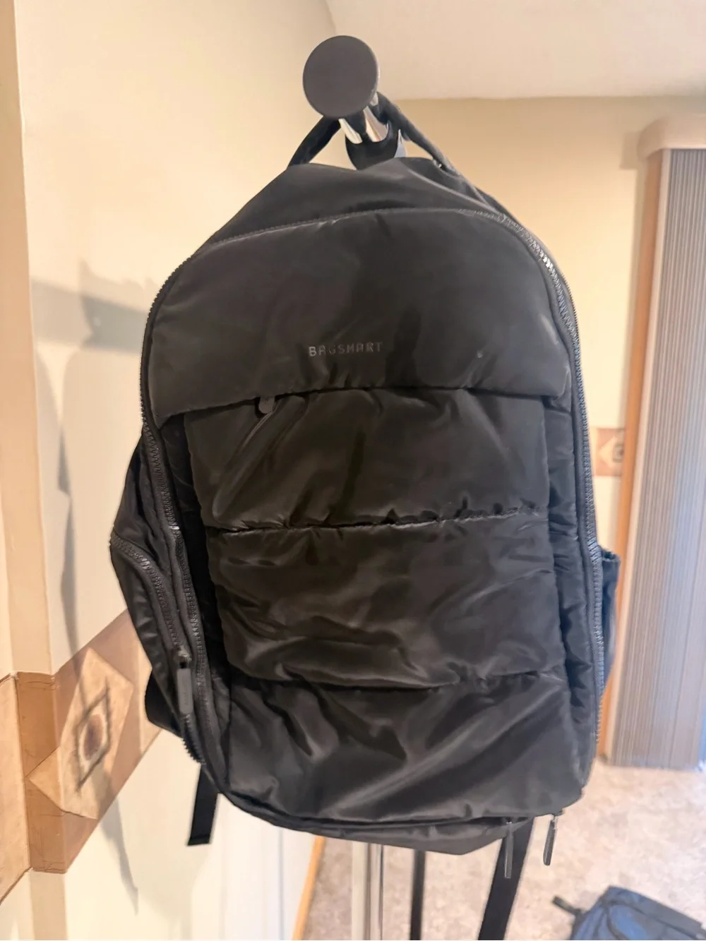 BagSmart Women’s Black Puffer Backpack with Shoe Compartment